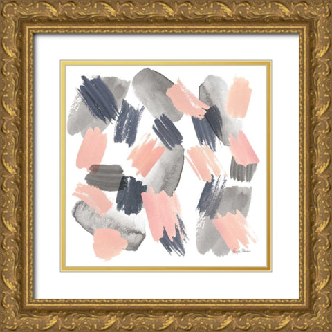 Grey Pink Mist II Gold Ornate Wood Framed Art Print with Double Matting by Zaman, Farida