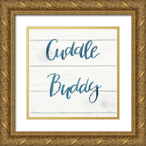 Sweet Baby Boy VI White Wood Sq Gold Ornate Wood Framed Art Print with Double Matting by Jackson, Jenaya