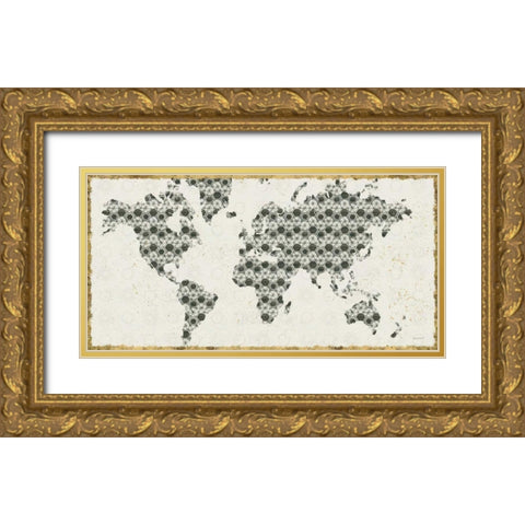 Kami Map v2 Gold Ornate Wood Framed Art Print with Double Matting by Lovell, Kathrine