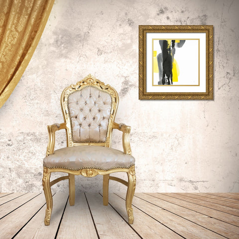 Black and Yellow II v2 Gold Ornate Wood Framed Art Print with Double Matting by Paschke, Chris