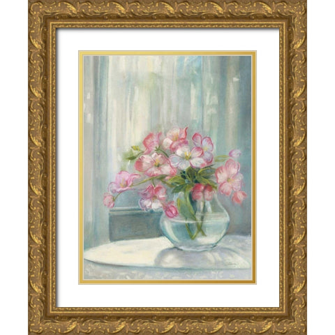 Spring Bouquet II Crop Gold Ornate Wood Framed Art Print with Double Matting by Rowan, Carol