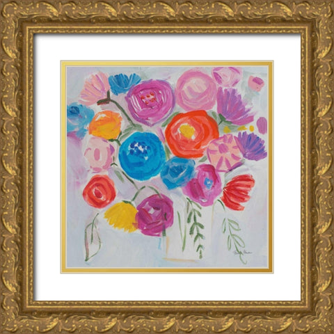 Delicate Flair I Gold Ornate Wood Framed Art Print with Double Matting by Zaman, Farida