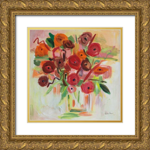 Poppy Burst Gold Ornate Wood Framed Art Print with Double Matting by Zaman, Farida