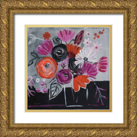 Nighttime Bloom Gold Ornate Wood Framed Art Print with Double Matting by Zaman, Farida