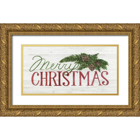 Holiday Saying II on Wood Whitewash Dark Gold Ornate Wood Framed Art Print with Double Matting by McKenna, Kathleen Parr