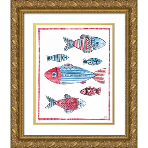 Coastal Americana I Gold Ornate Wood Framed Art Print with Double Matting by Averinos, Melissa