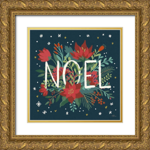 Christmas Bloom VII Gold Ornate Wood Framed Art Print with Double Matting by Penner, Janelle