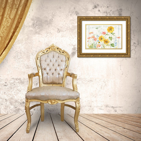 Floursack Florals I Gold Ornate Wood Framed Art Print with Double Matting by Nai, Danhui