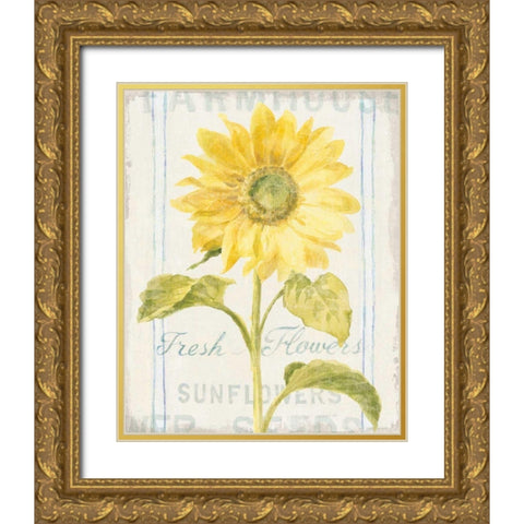 Floursack Florals II Gold Ornate Wood Framed Art Print with Double Matting by Nai, Danhui