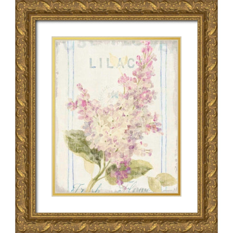 Floursack Florals V Gold Ornate Wood Framed Art Print with Double Matting by Nai, Danhui