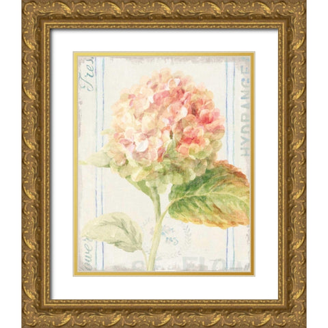 Floursack Florals VI Gold Ornate Wood Framed Art Print with Double Matting by Nai, Danhui