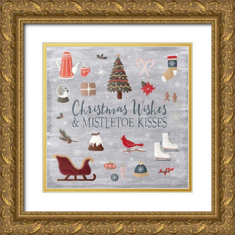 Christmas Cheer I Gold Ornate Wood Framed Art Print with Double Matting by Marshall, Laura