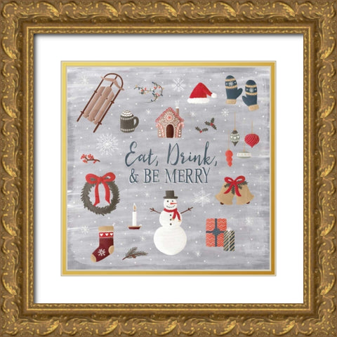 Christmas Cheer II Gold Ornate Wood Framed Art Print with Double Matting by Marshall, Laura