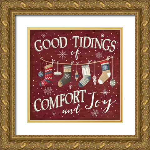 Christmas Cheer VI Gold Ornate Wood Framed Art Print with Double Matting by Marshall, Laura