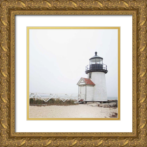 Brant Point Light Gold Ornate Wood Framed Art Print with Double Matting by Marshall, Laura