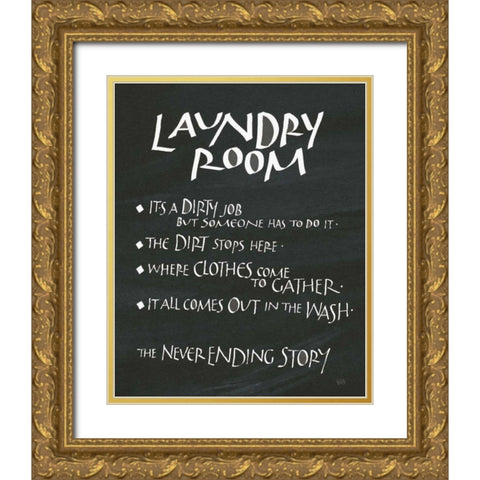 Laundry Room Sayings Gold Ornate Wood Framed Art Print with Double Matting by Paschke, Chris