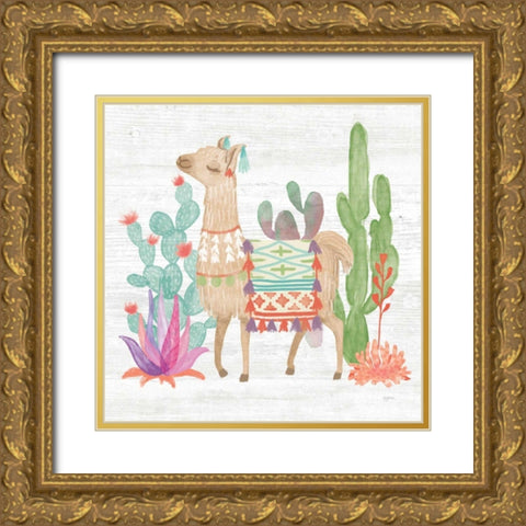 Lovely Llamas IV Gold Ornate Wood Framed Art Print with Double Matting by Urban, Mary