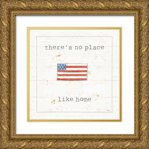 USA Cuties I Shiplap Gold Ornate Wood Framed Art Print with Double Matting by Pela Studio