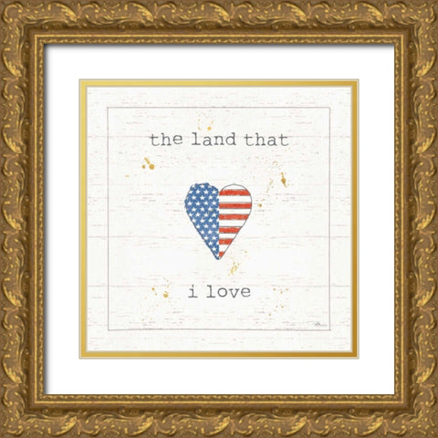 USA Cuties III Shiplap Gold Ornate Wood Framed Art Print with Double Matting by Pela Studio