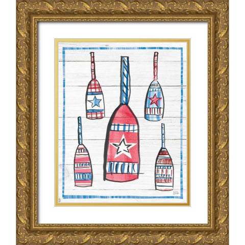 Coastal Americana III Shiplap Gold Ornate Wood Framed Art Print with Double Matting by Averinos, Melissa