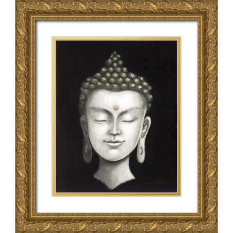 Serene Buddha I White Gold Gold Ornate Wood Framed Art Print with Double Matting by McBride, Naomi