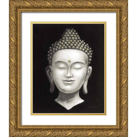 Serene Buddha II White Gold Gold Ornate Wood Framed Art Print with Double Matting by McBride, Naomi