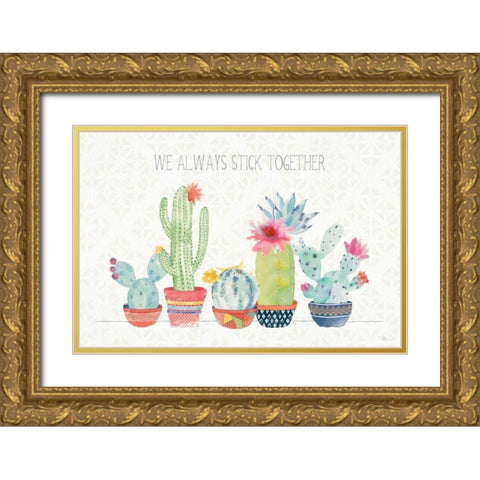 Sweet Succulents I Gold Ornate Wood Framed Art Print with Double Matting by Pela Studio
