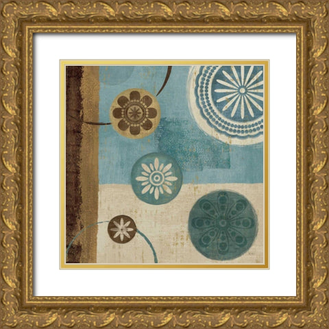 New Generation Blue II Gold Ornate Wood Framed Art Print with Double Matting by Charron, Veronique