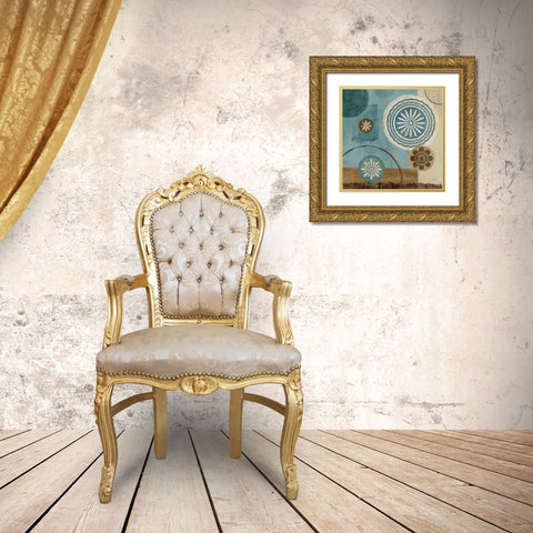 New Generation Blue III Gold Ornate Wood Framed Art Print with Double Matting by Charron, Veronique