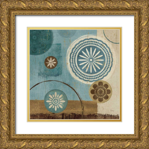 New Generation Blue III Gold Ornate Wood Framed Art Print with Double Matting by Charron, Veronique