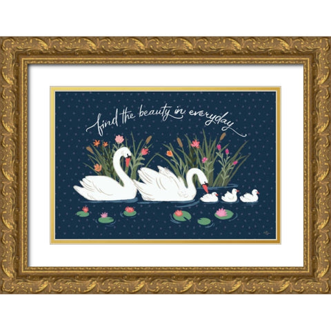 Swan Lake I Gold Ornate Wood Framed Art Print with Double Matting by Penner, Janelle