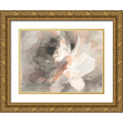 Abstract Peony Gold Ornate Wood Framed Art Print with Double Matting by Nai, Danhui