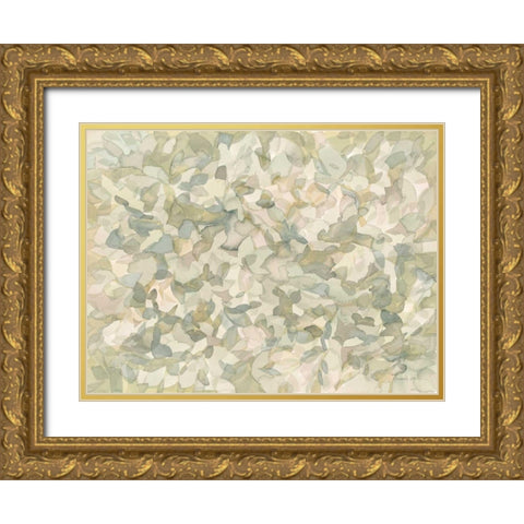 Leafy Abstract Gold Ornate Wood Framed Art Print with Double Matting by Nai, Danhui