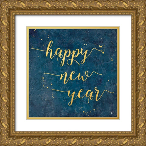 Coastal Lace Happy New Year Gold Ornate Wood Framed Art Print with Double Matting by Aiken, Jess