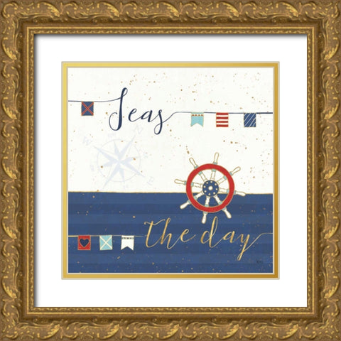 Underlined Nautical III Gold Ornate Wood Framed Art Print with Double Matting by Charron, Veronique