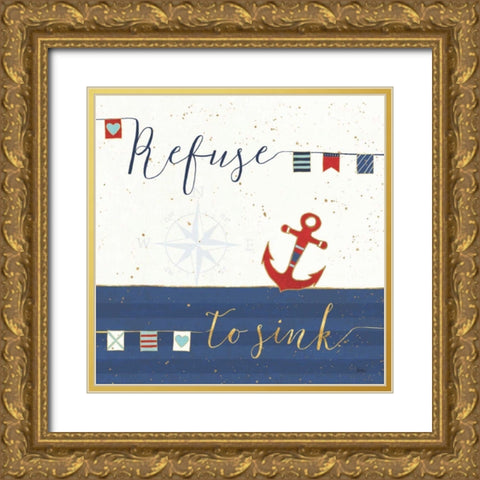Underlined Nautical IV Gold Ornate Wood Framed Art Print with Double Matting by Charron, Veronique