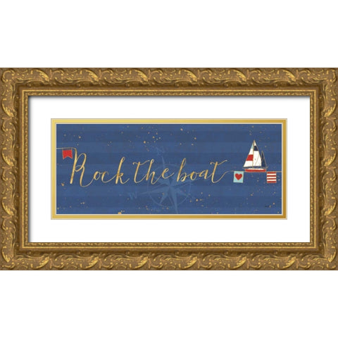 Underlined Nautical VII Gold Ornate Wood Framed Art Print with Double Matting by Charron, Veronique
