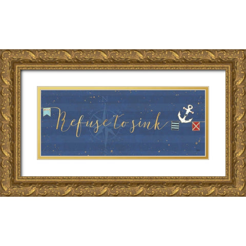 Underlined Nautical VIII Gold Ornate Wood Framed Art Print with Double Matting by Charron, Veronique