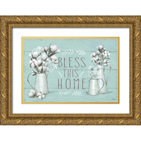 Blessed I Mint Gold Ornate Wood Framed Art Print with Double Matting by Penner, Janelle