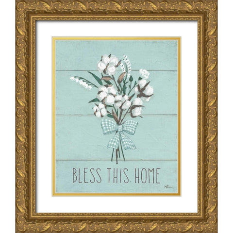 Blessed II Mint Gold Ornate Wood Framed Art Print with Double Matting by Penner, Janelle