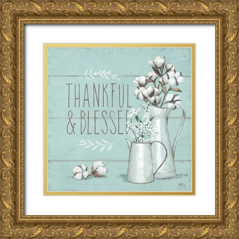 Blessed V Mint Gold Ornate Wood Framed Art Print with Double Matting by Penner, Janelle