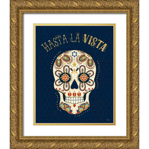 La Vida Loca V Blue Gold Ornate Wood Framed Art Print with Double Matting by Charron, Veronique
