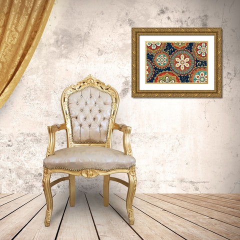La Vida Loca IX Blue Gold Ornate Wood Framed Art Print with Double Matting by Charron, Veronique