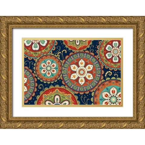 La Vida Loca IX Blue Gold Ornate Wood Framed Art Print with Double Matting by Charron, Veronique