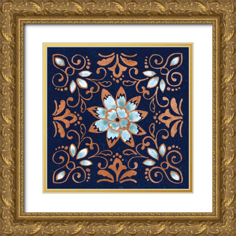 October Garden XI Blue Gold Ornate Wood Framed Art Print with Double Matting by Grove, Beth