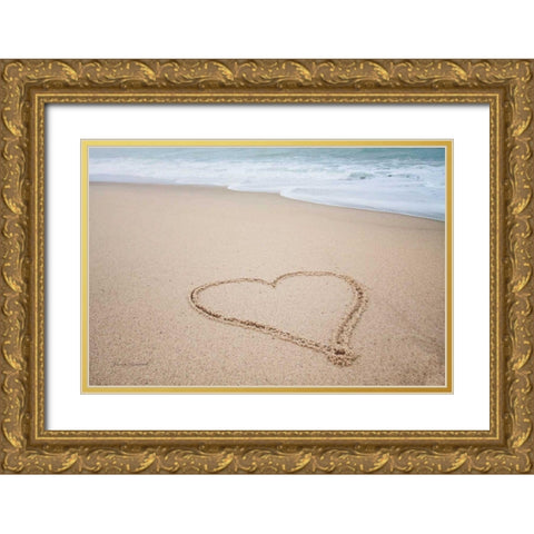 Beach Love I Gold Ornate Wood Framed Art Print with Double Matting by Marshall, Laura