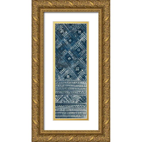 Indochina Batik II Gold Ornate Wood Framed Art Print with Double Matting by Wild Apple Portfolio