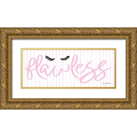 Think Pink II Gold Ornate Wood Framed Art Print with Double Matting by Zaman, Farida