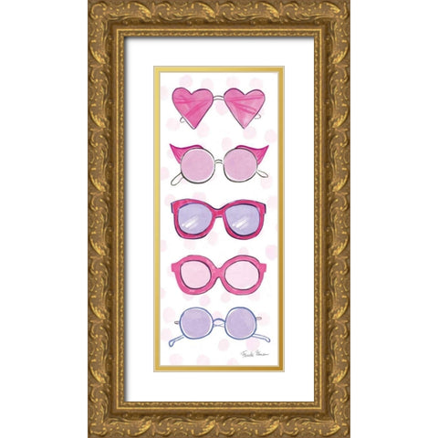 Think Pink V Gold Ornate Wood Framed Art Print with Double Matting by Zaman, Farida