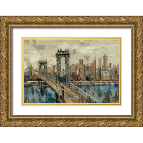 New York View Gold Ornate Wood Framed Art Print with Double Matting by Vassileva, Silvia